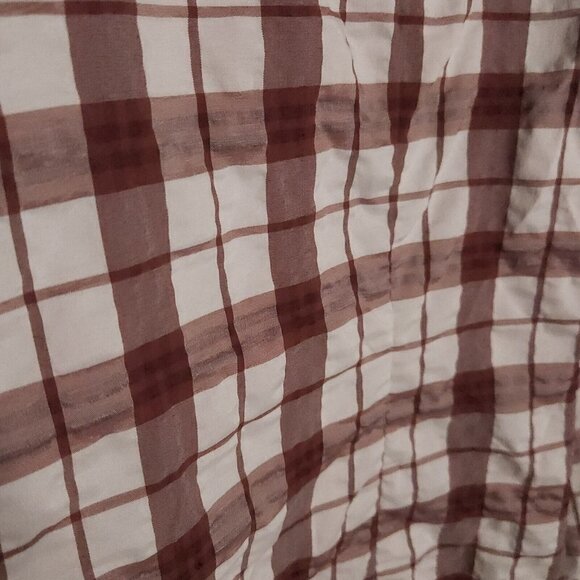 REI MensvMaroon Red Plaid Snap Down Shirt Medium - Picture 4 of 7